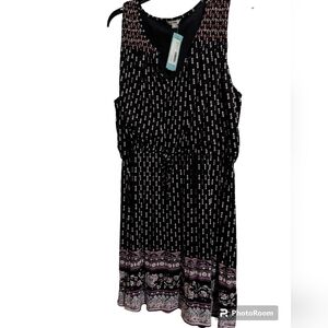Sweet Grey brushed knit sleeveless dress XL, black multi color